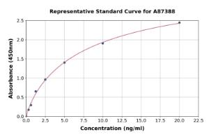 Representative standard curve for Human SAT1 ELISA kit (A87388)