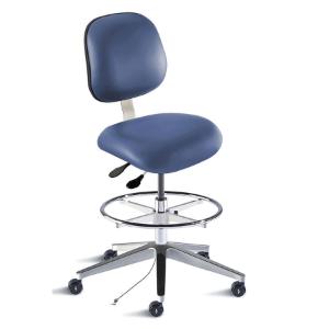 Biofit Elite series ISO 6 cleanroom static control chair, high seat height range, adjustable footring and casters