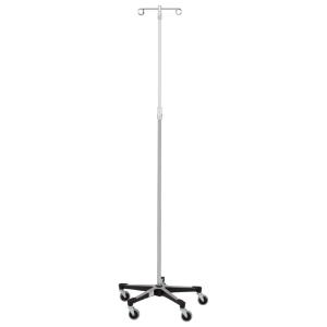 Iv stand 2 hook with 5 Leg Base On Casters