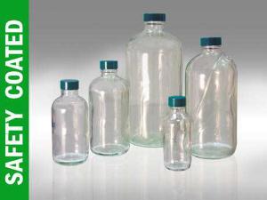 Safety-Coated Boston Round Bottles, Clear, Qorpak®