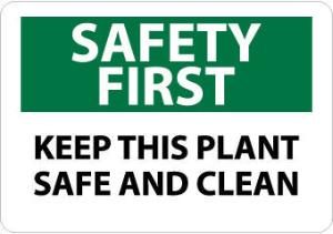 Housekeeping and Hygiene Safety First Signs, National Marker