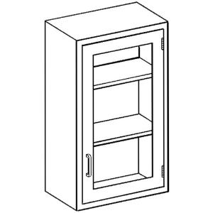 Wall cabinet with right hinge glass door