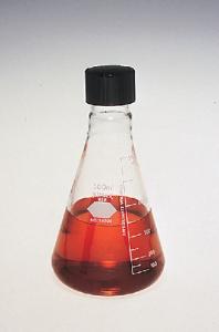 Erlenmeyer flasks, narrow neck, with screw cap, capacity scale