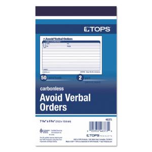 TOPS® Avoid Verbal Orders Manifold Book, Essendant