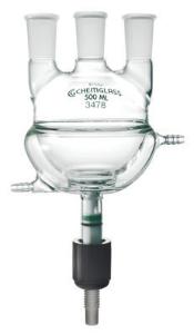 Flasks, Half-Jacketed, With Chem Drain Valves, Chemglass