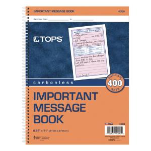 TOPS® Telephone Message Book with Fax/Mobile Section, Essendant
