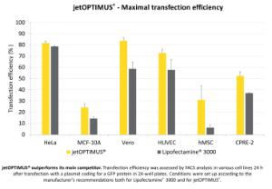 Maximal transfection efficiency with legend
