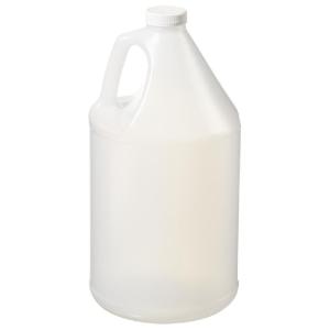 HDPE jugs with white ldpe foam-lined polypropylene screw closure