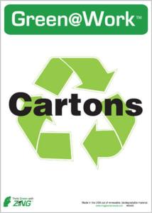 ZING Green Safety Green at Work Sign, Cartons, Recycle Symbol