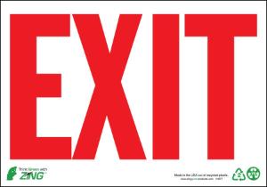 ZING Green Safety Eco Safety Sign, Exit, Red on White