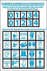 Personal protection numbers and symbols label, spanish