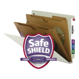 Smead® Extra-Heavy Two Pocket Divider End Tab Classification Folders with SafeSHIELD™ Coated Fasteners