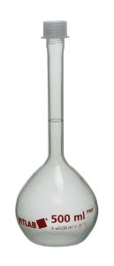 Volumetric flask, PMP, with screw cap, class B, 500 ml,  pack 2