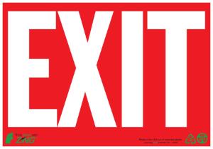ZING Green Safety Eco Safety Sign, Exit, White on Red