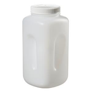 Large square wide-mouth HDPE bottle with closure