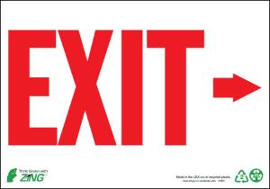 ZING Green Safety Eco Safety Sign, Exit Right Arrow