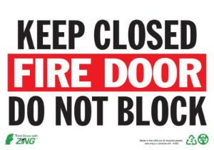 ZING Green Safety Eco Safety Sign, Keep Fire Door Closed