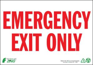 ZING Green Safety Eco Safety Sign, Emergency Exit Only
