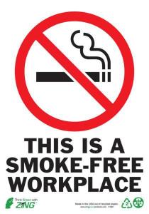 ZING Green Safety Eco Safety Sign, Smokefree Workplace