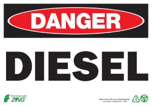 ZING Green Safety Eco Safety Sign, DANGER Diesel