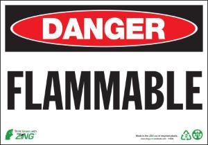 ZING Green Safety Eco Safety Sign, DANGER Flammable