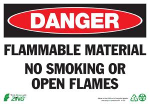 ZING Green Safety Eco Safety Sign, DANGER Flammable Material