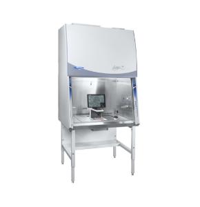 Rebel Logic+ biosafety cabinet shown with discover echo rebel microscope
