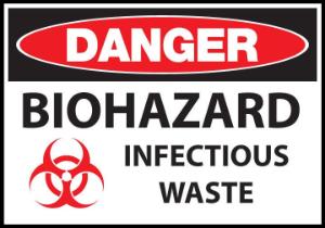 ZING Green Safety Eco Safety Sign DANGER, Biohazard Infectious Waste