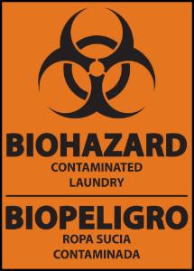 ZING Green Safety Eco Safety Sign BIOHAZARD Contaminated Laundry Biopeligro Ropa Sucia Contaminada