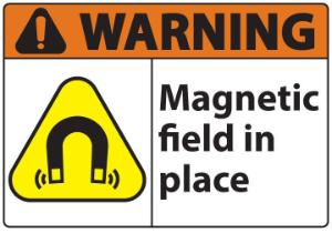 ZING Green Safety Eco Safety Sign WARNING Magnetic Field In Place