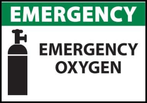 ZING Green Safety Eco Safety Sign EMERGENCY Emergency Oxygen