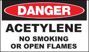 ZING Green Safety Eco Safety Sign DANGER Acetylene No Smoking No Open Flames