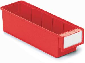 Case of shelf bins, red