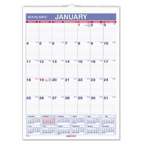 AT-A-GLANCE® Monthly Wall Calendar with Ruled Daily Blocks, Essendant