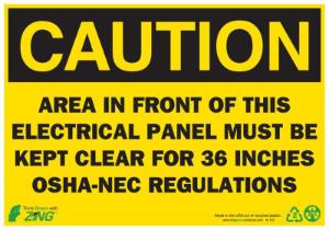ZING Green Safety Eco Safety Sign, CAUTION Electrical Panel