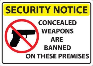 ZING Green Safety Concealed Carry Sign, Security Concealed Weapons Banned