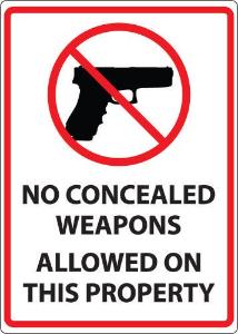 ZING Green Safety Concealed Carry Sign, No Concealed Weapons Allowed