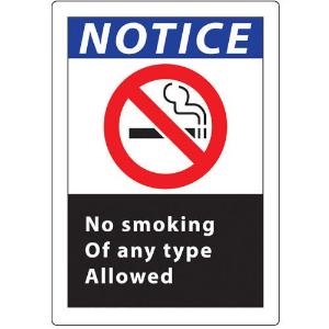 ZING Green Safety No Smoking Sign, Notice No Smoking