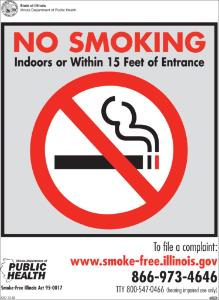 ZING Green Safety No Smoking Sign, Illinois