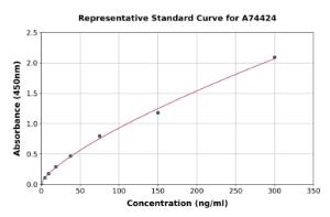 Representative standard curve for Rabbit IGF2 ELISA kit (A74424)