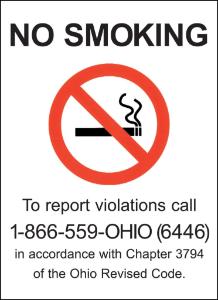 ZING Green Safety No Smoking Sign, Ohio