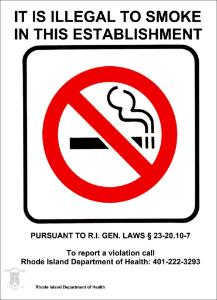 ZING Green Safety No Smoking Sign, Rhode Island