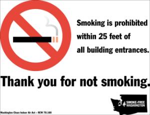 ZING Green Safety No Smoking Sign, Washington