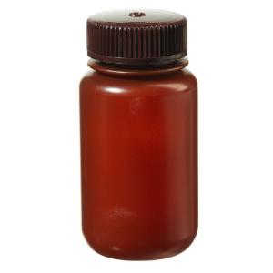 Wide-mouth translucent amber HDPE packaging bottles with closure bulk pack
