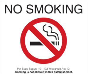 ZING Green Safety No Smoking Sign, Wisconsin