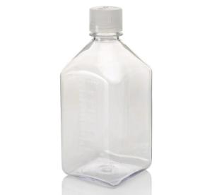Square polycarbonate bottle with closure