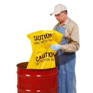 Polyethylene Disposal Bags, Caution–Handle with Care, New Pig