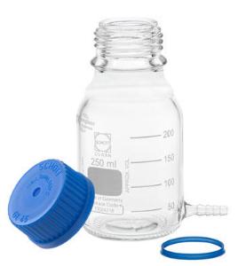 DURAN® Media Storage Bottles with Hose Barb, Clear Glass, Chemglass
