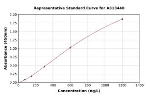 Representative standard curve for human alpha 2 Antiplasmin ELISA kit (A313440)