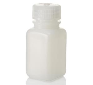 Square wide-mouth HDPE bottle with closure